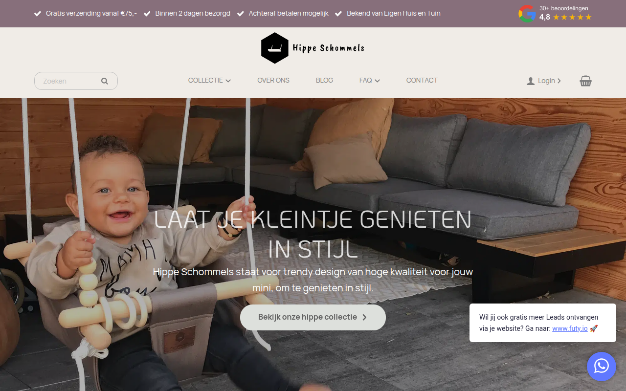 Screenshot van hippe-schommels.com