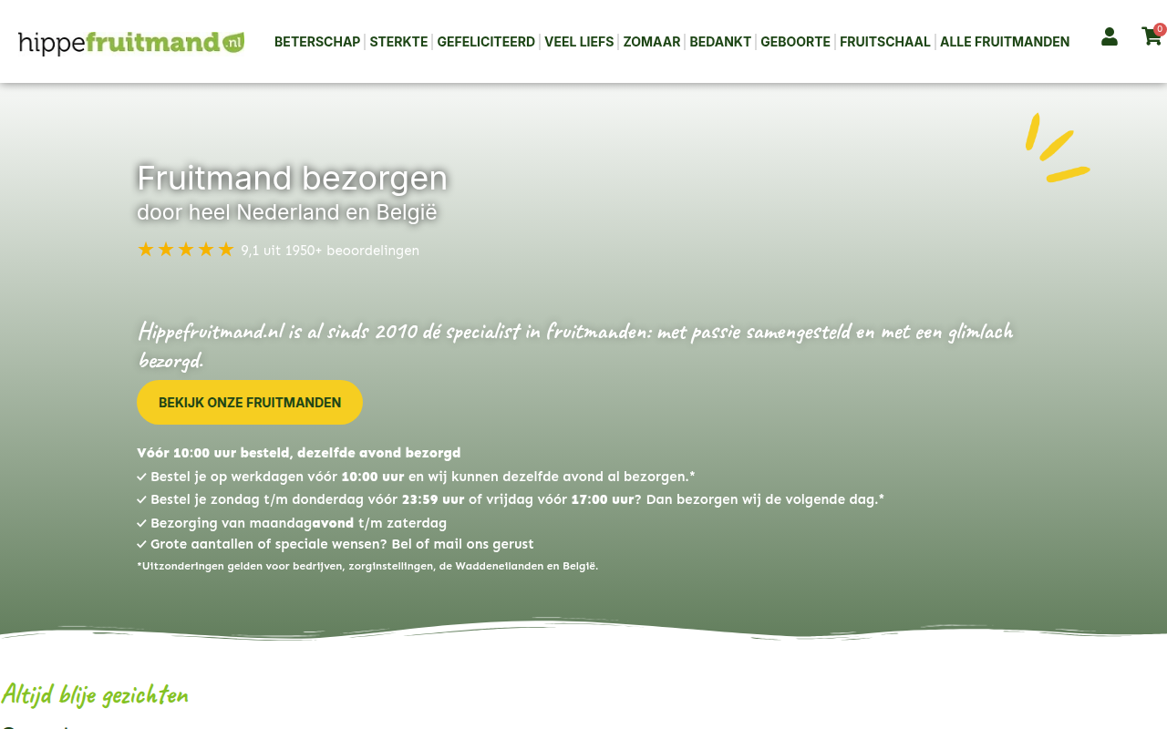 Screenshot van hippefruitmand.nl