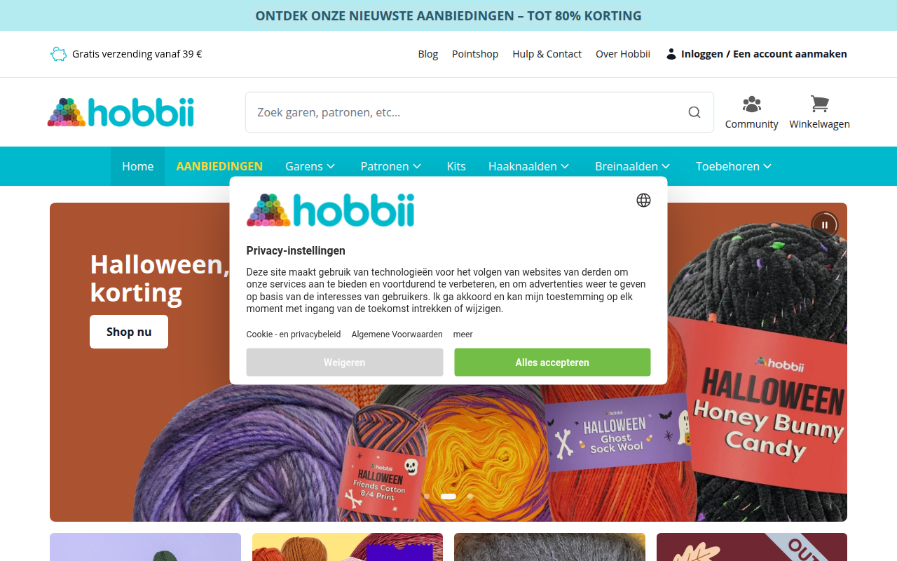 Screenshot van hobbii.nl