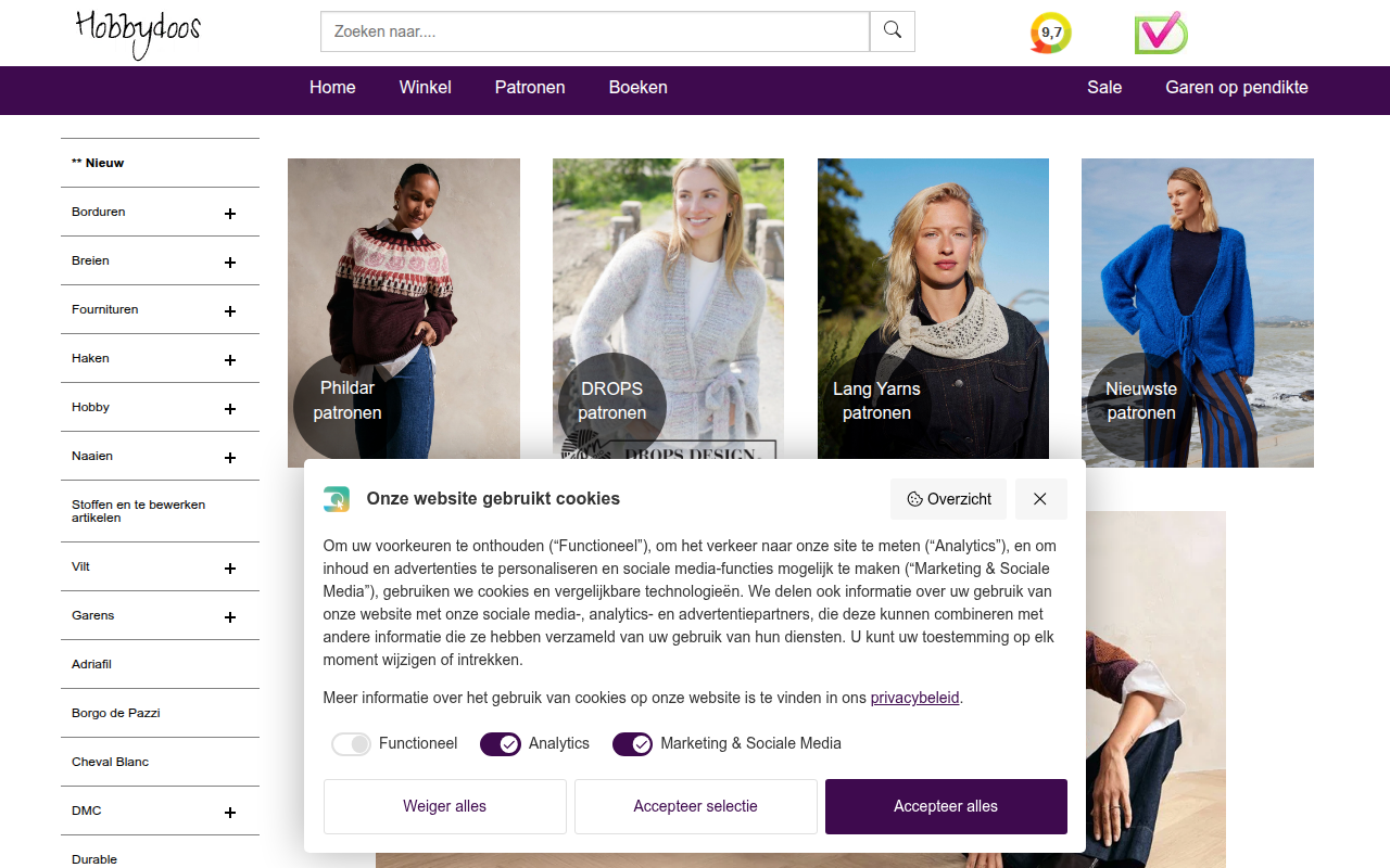 Screenshot van hobbydoos.nl