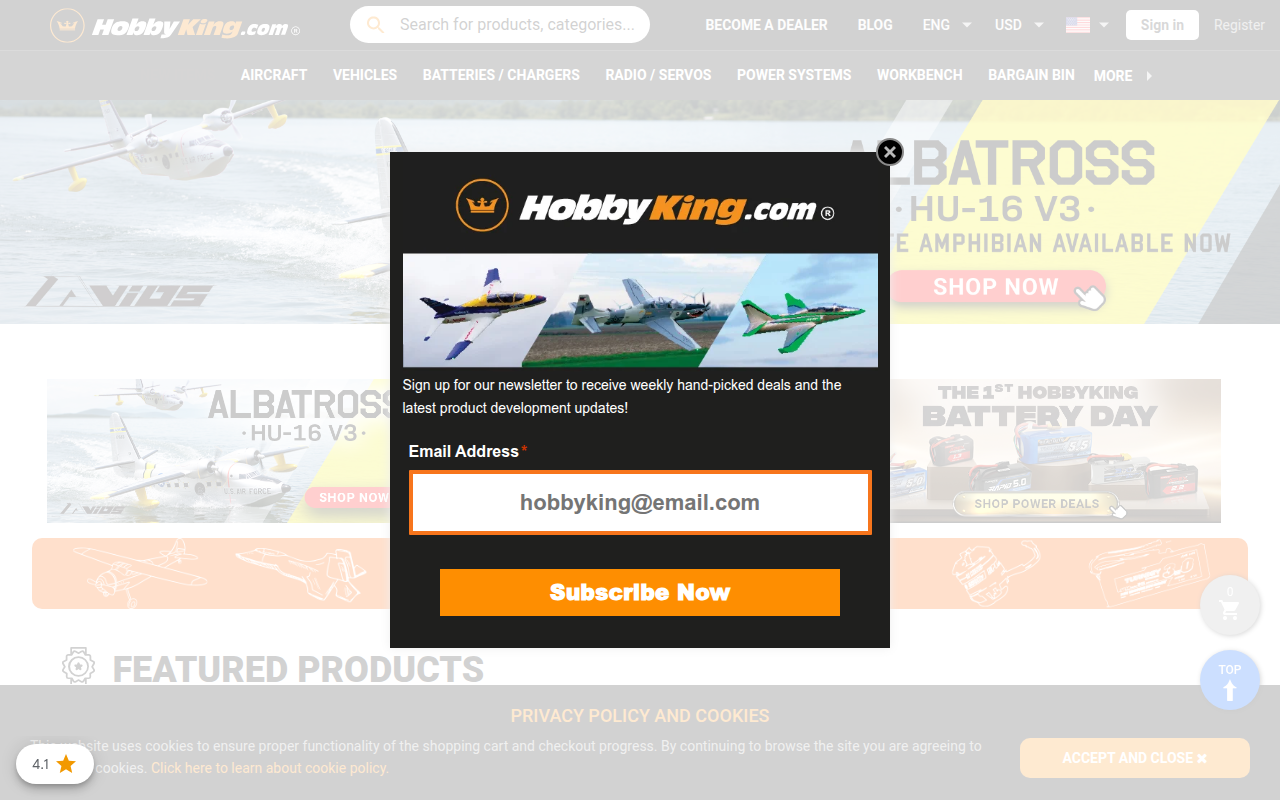 Screenshot van hobbyking.com