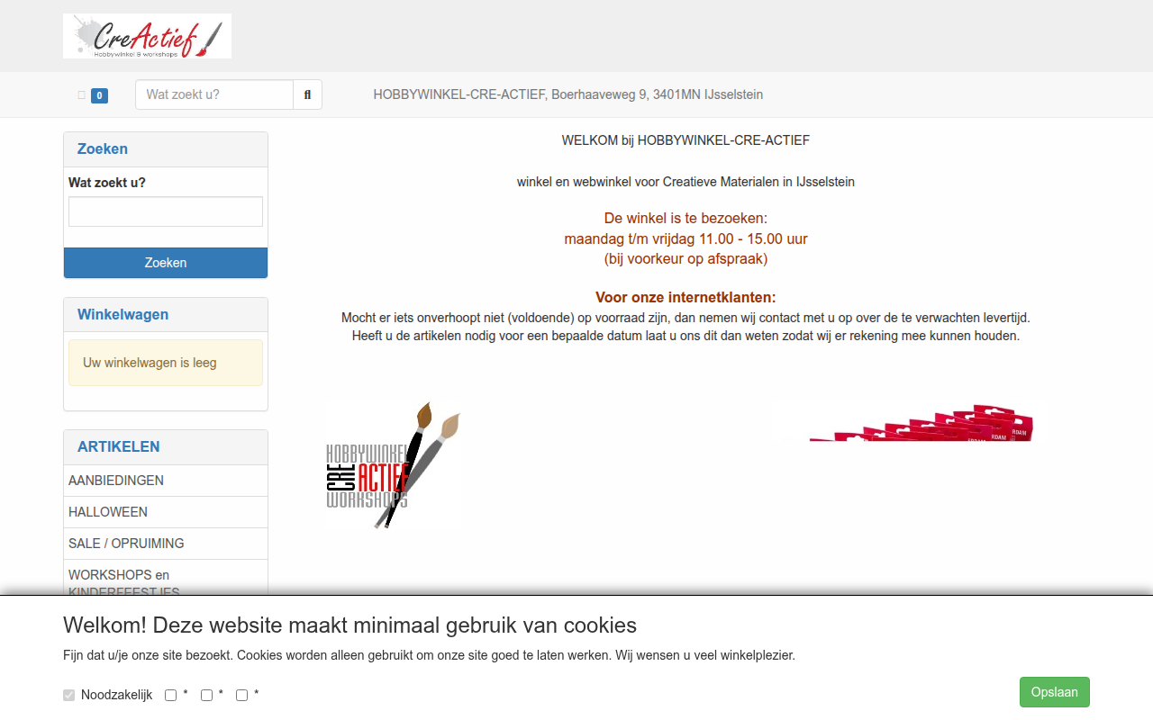 Screenshot van hobbywinkel-cre-actief.nl