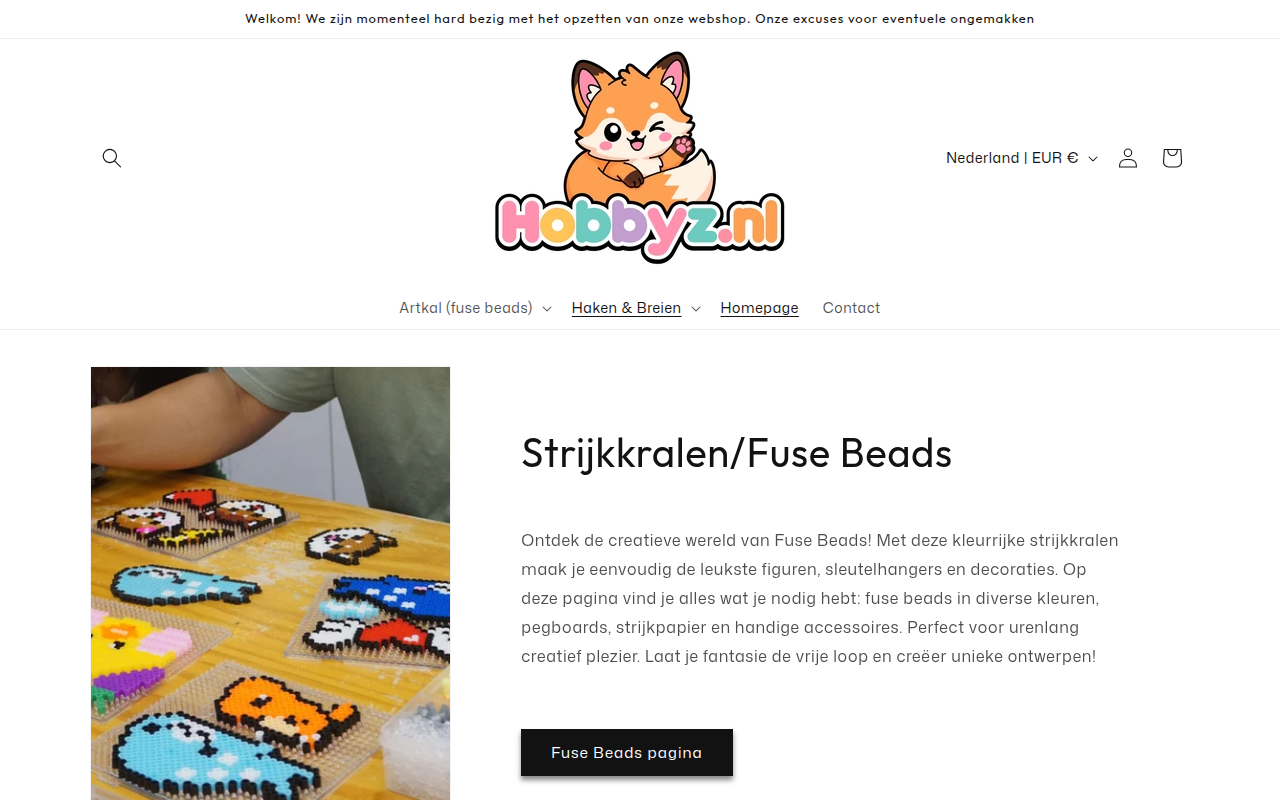 Screenshot van hobbyz.nl