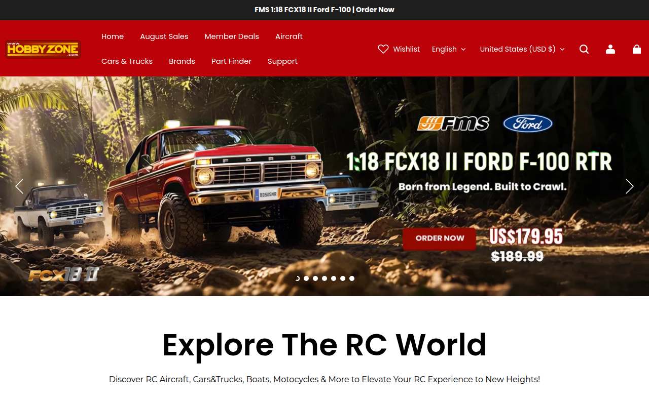 Screenshot van hobbyzone.com