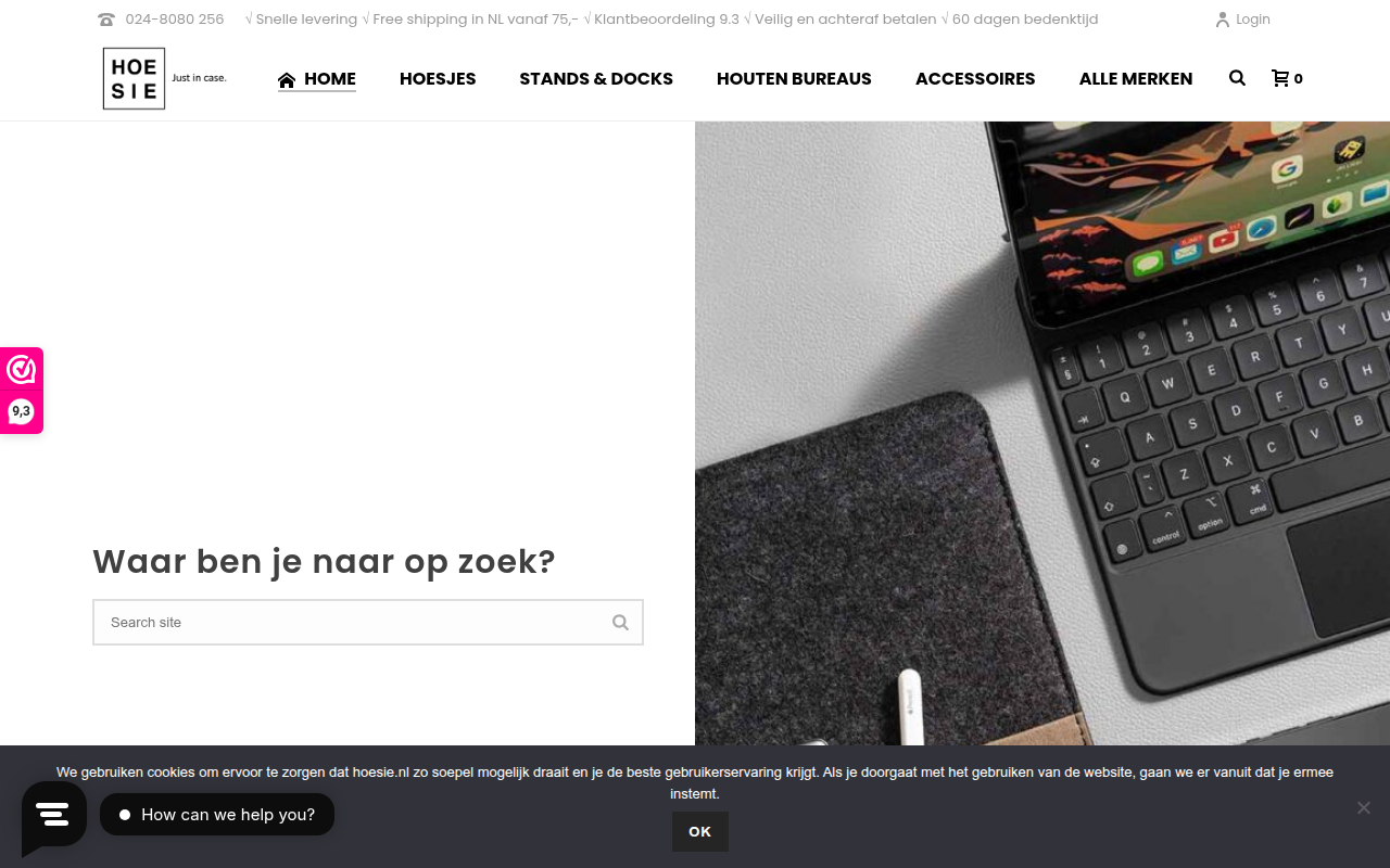 Screenshot van hoesie.nl
