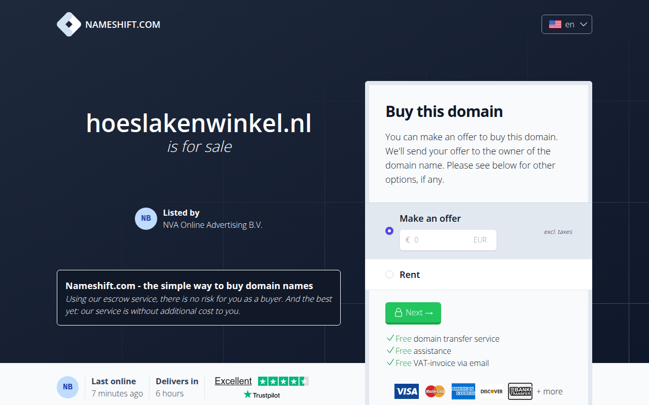 Screenshot van hoeslakenwinkel.nl