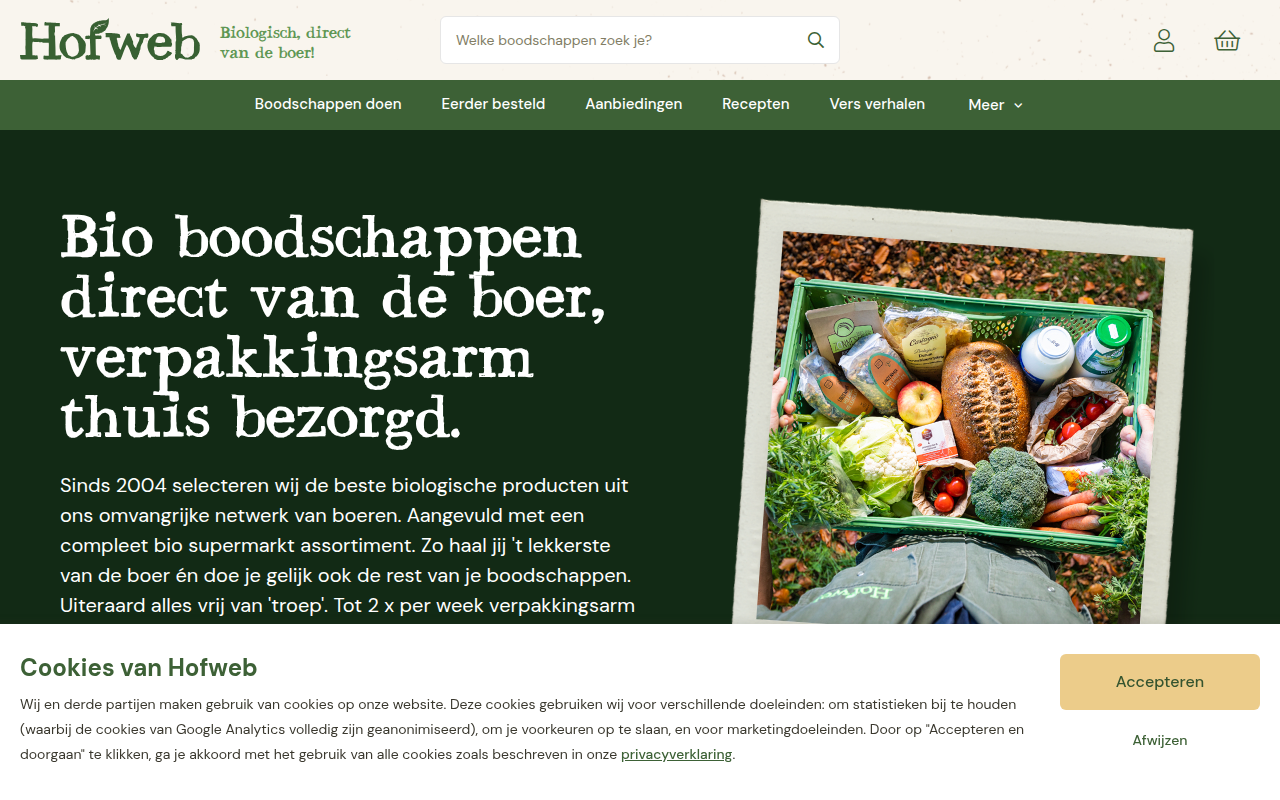 Screenshot van hofweb.nl