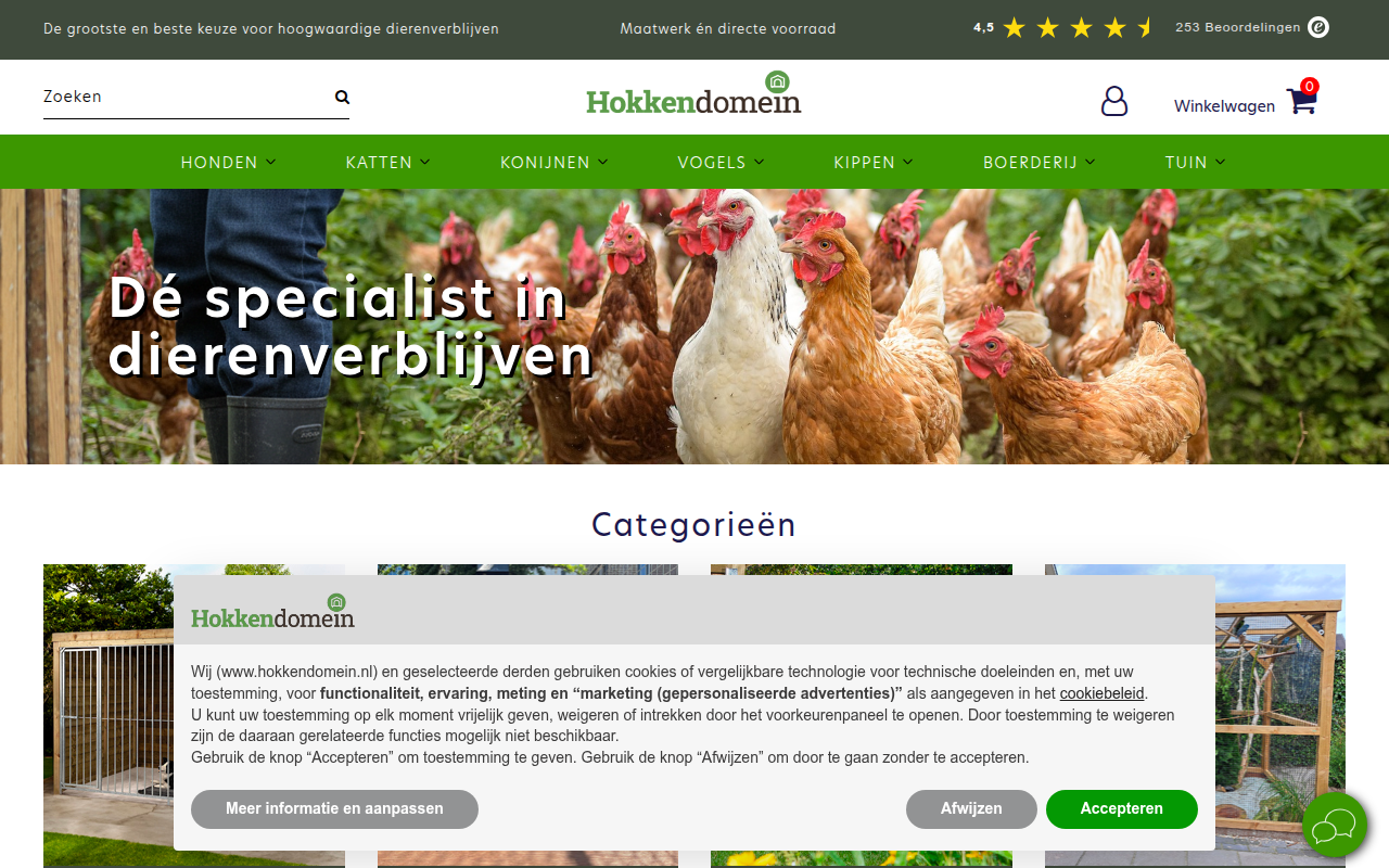 Screenshot van hokkendomein.nl