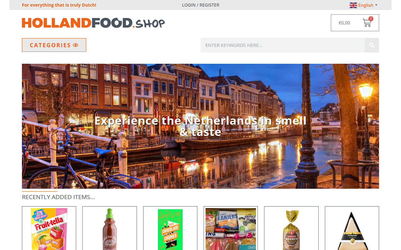 Screenshot van hollandfood.shop