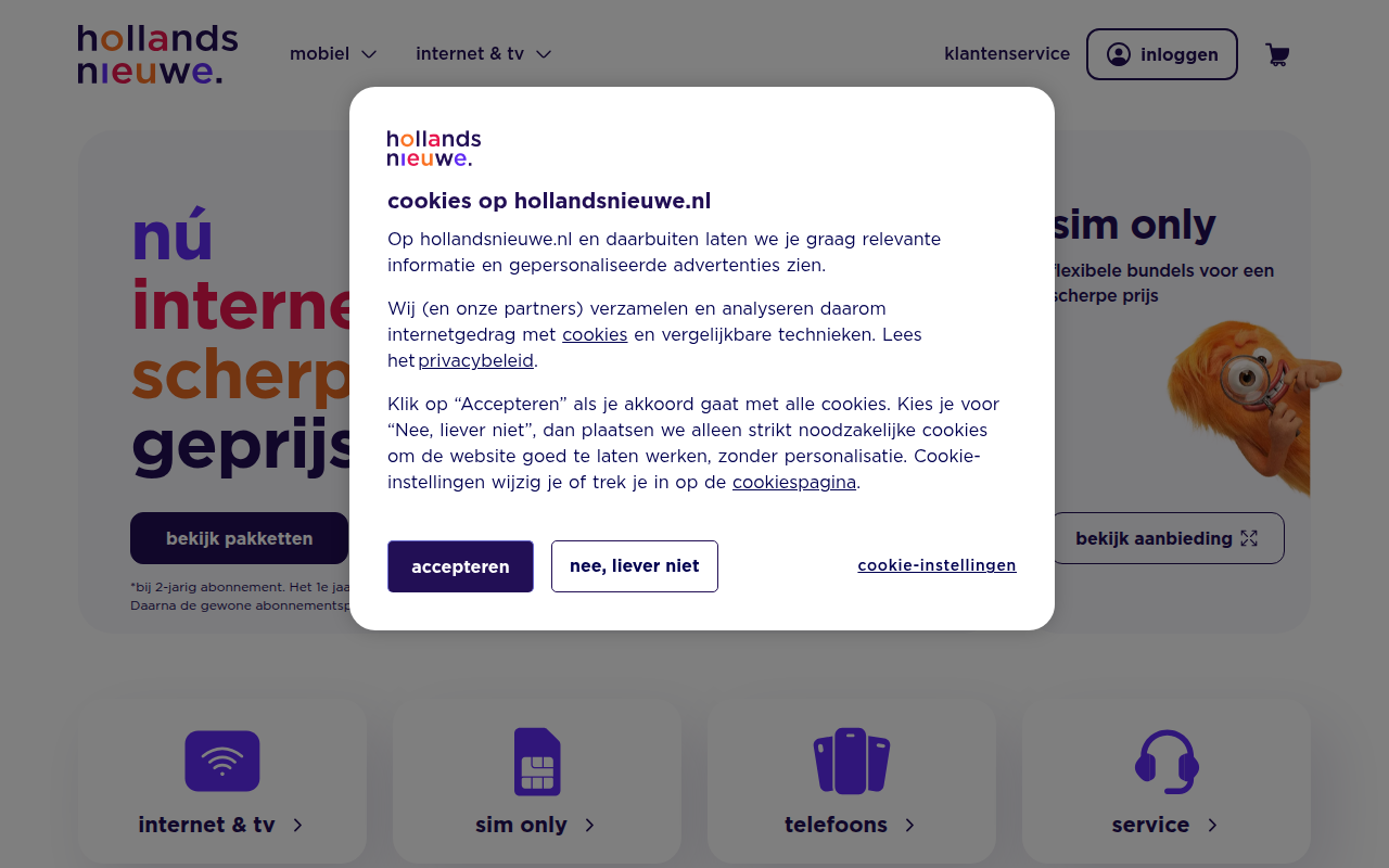 Screenshot van hollandsnieuwe.nl