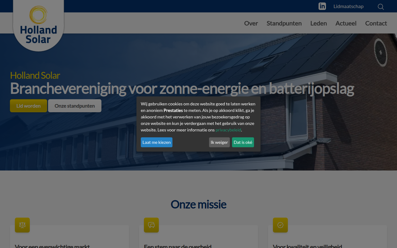 Screenshot van hollandsolar.nl