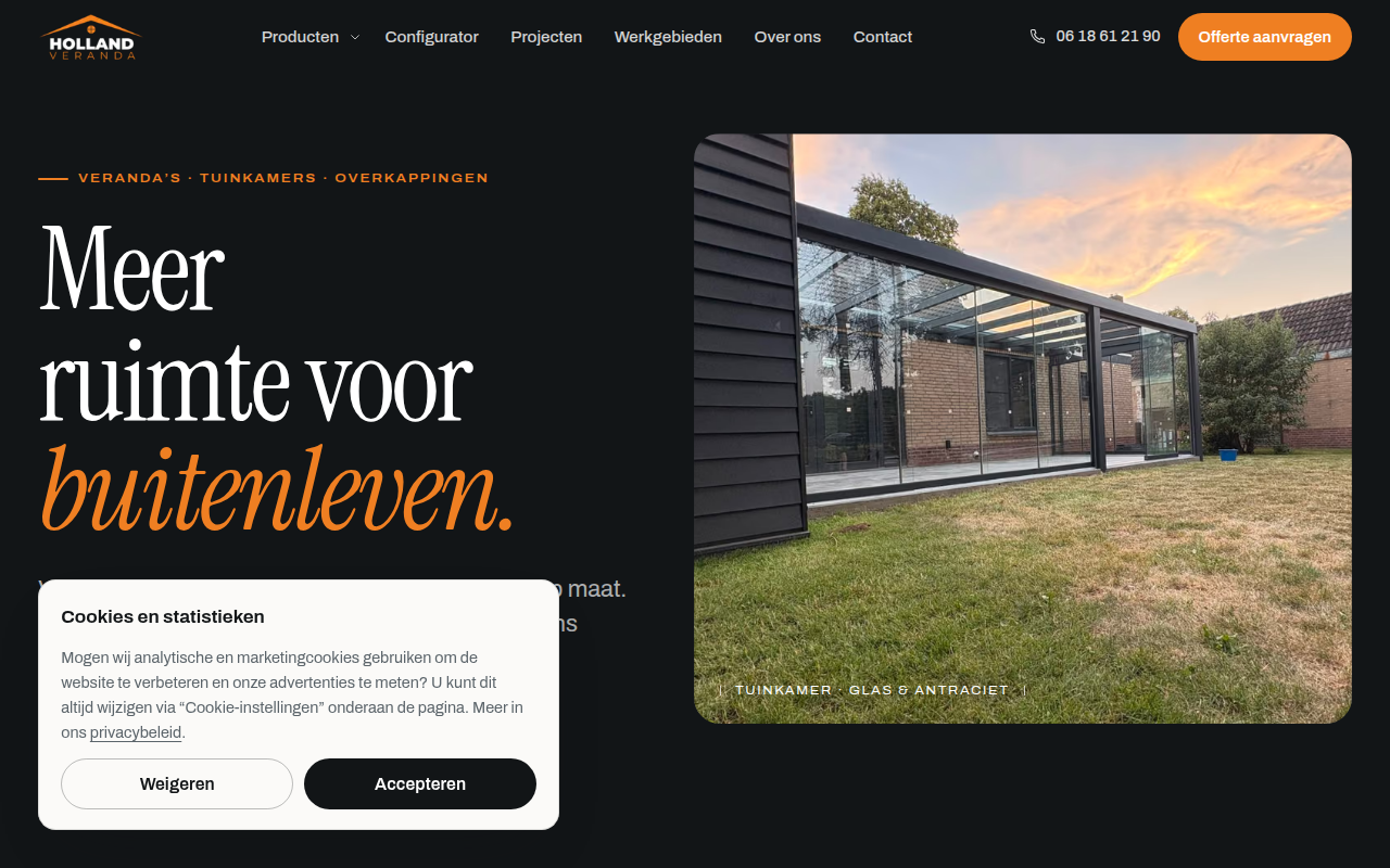 Screenshot van hollandveranda.nl