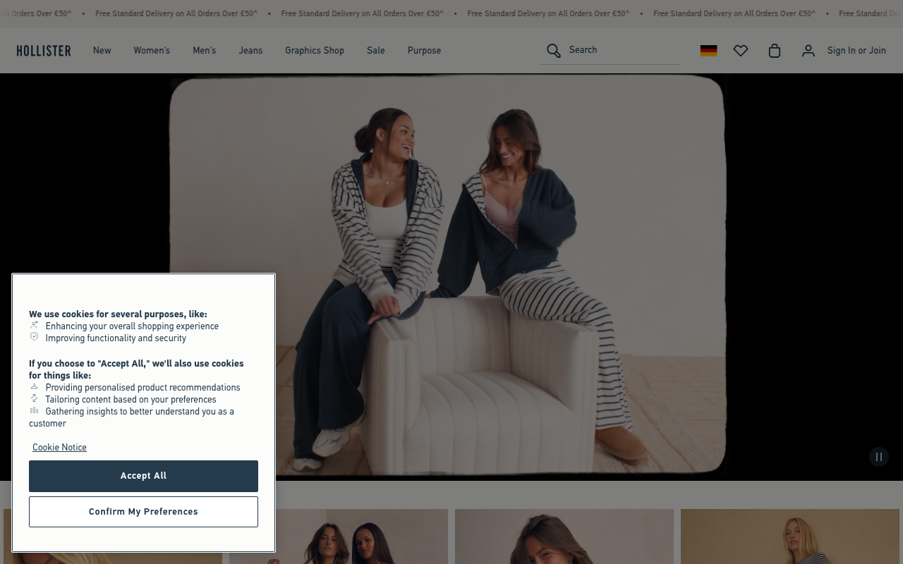 Screenshot van hollisterco.com