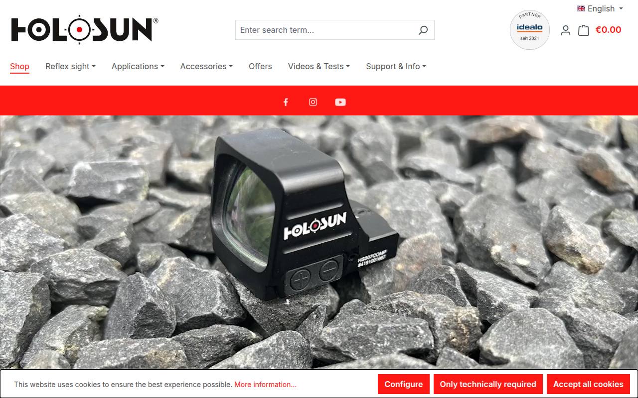 Screenshot van holosun.eu