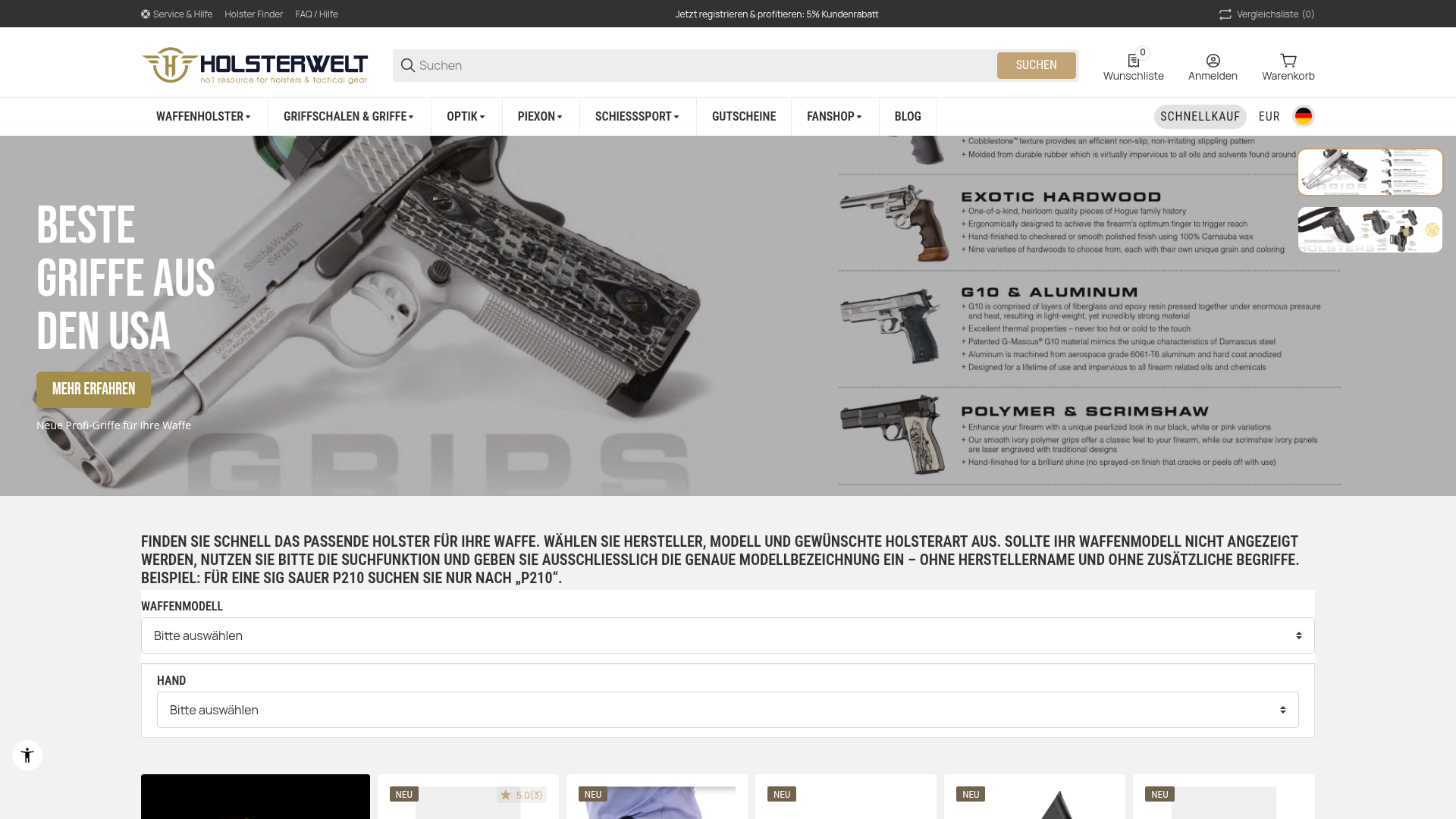 Screenshot van holsterwelt.com