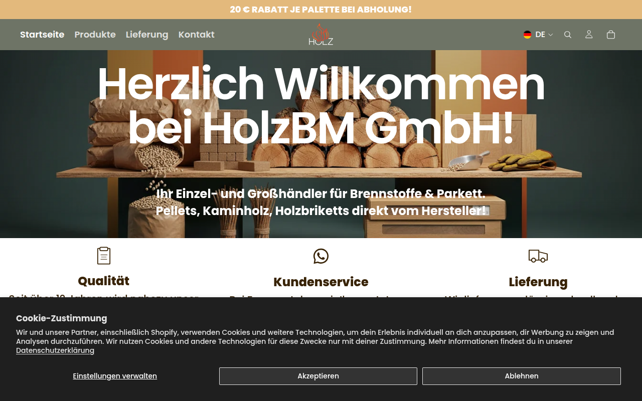 Screenshot van holzbm.de