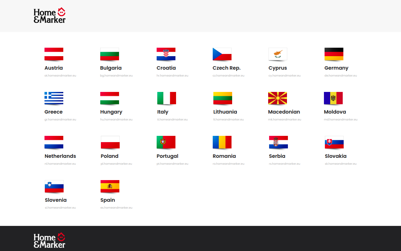 Screenshot van homeandmarker.eu