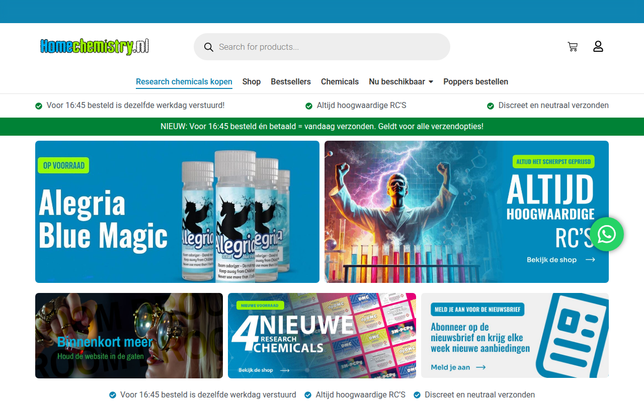 Screenshot van homechemistryx.nl