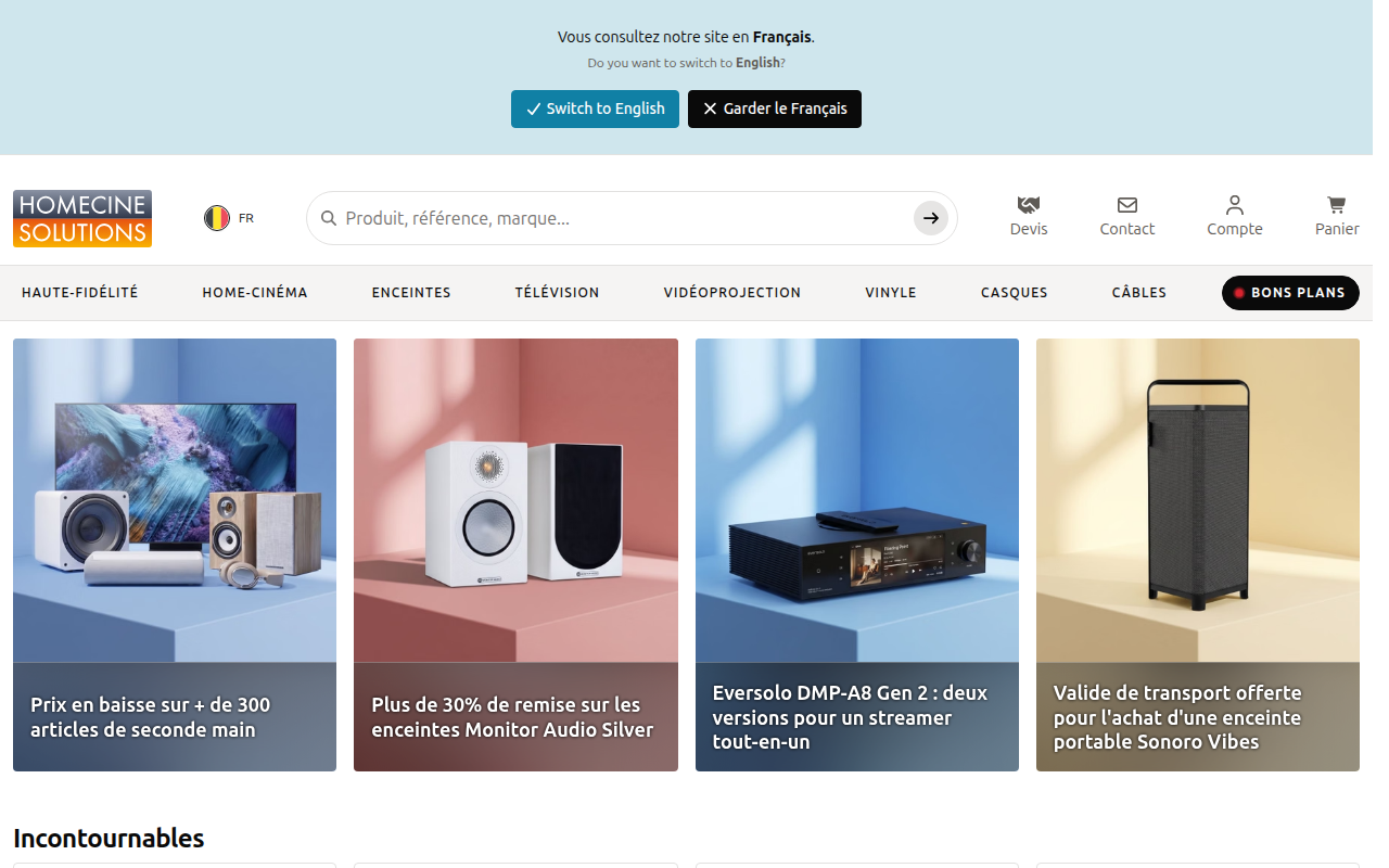 Screenshot van homecinesolutions.fr