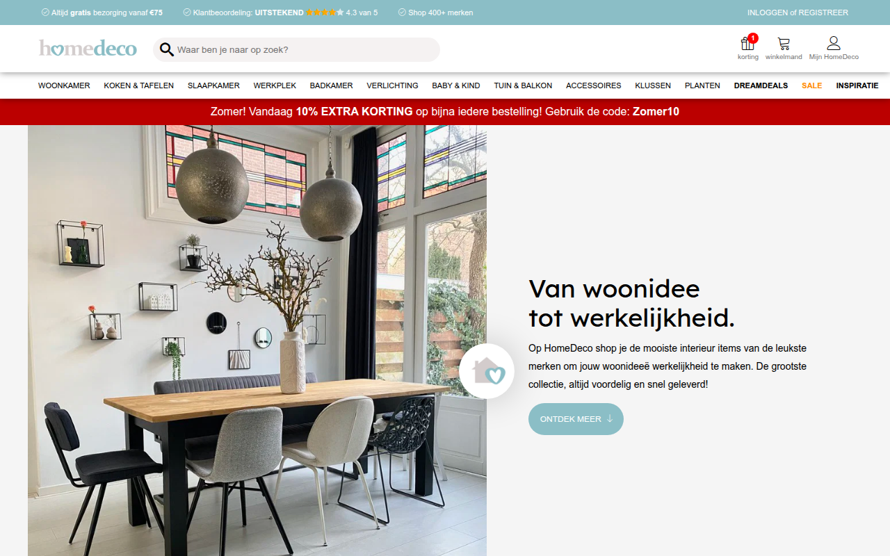Screenshot van homedeco.nl