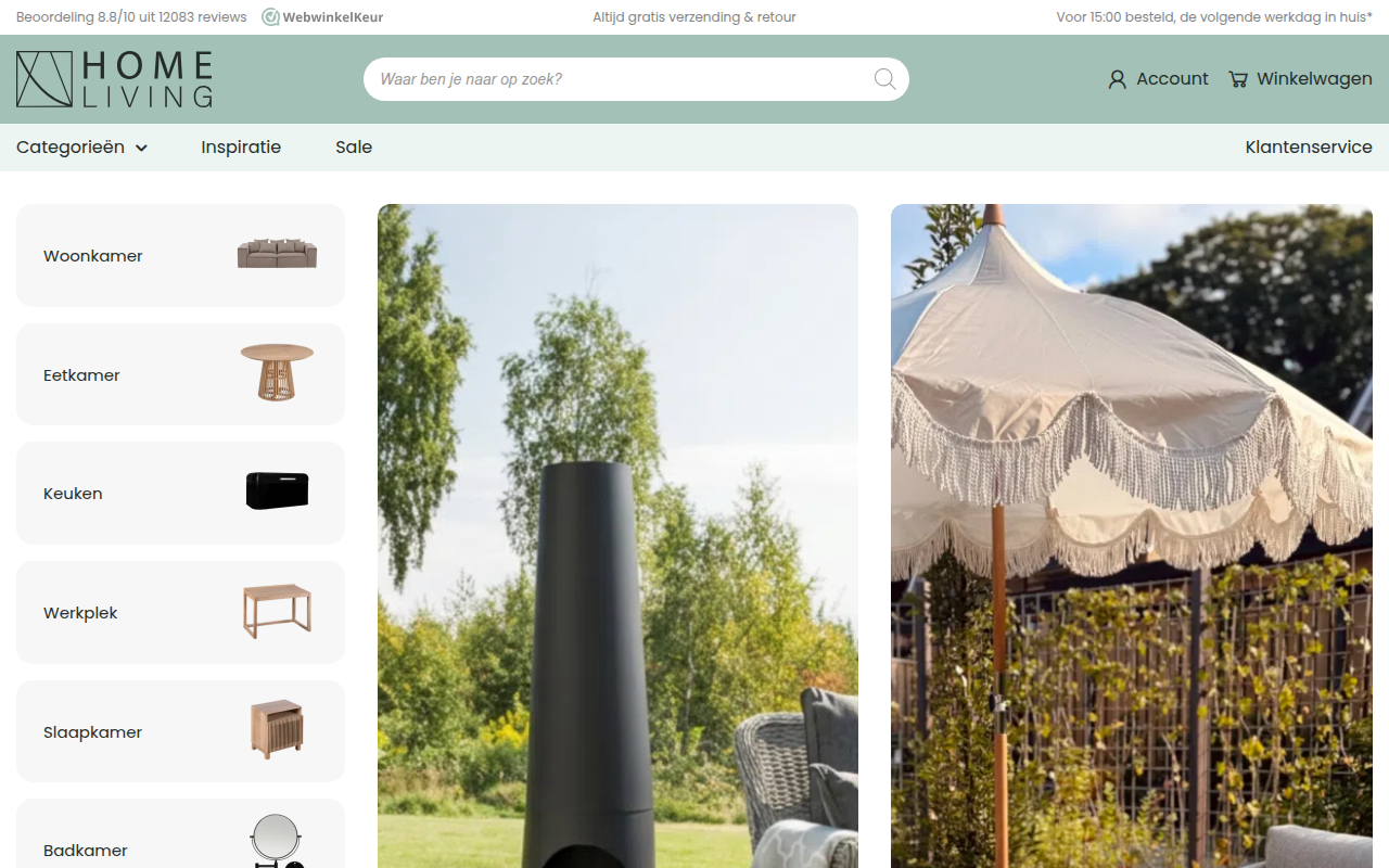 Screenshot van homeliving.nl