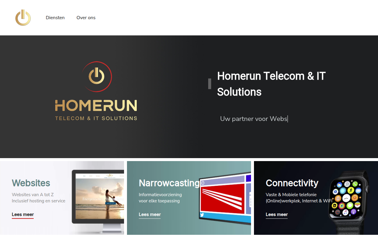 Screenshot van homerunsolutions.nl