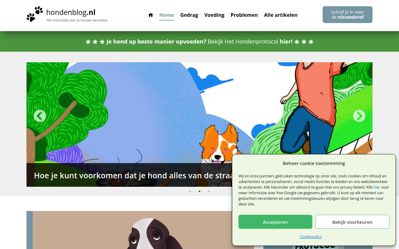 Screenshot van hondenblog.nl