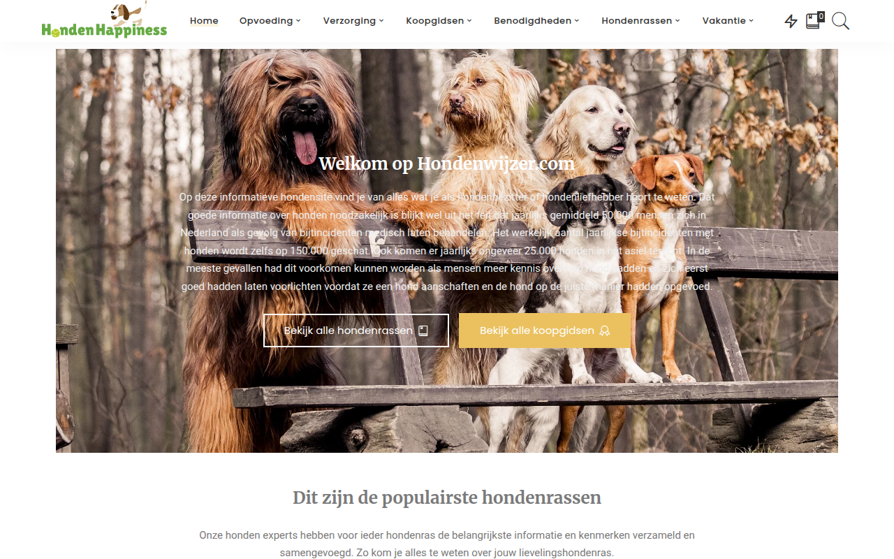 Screenshot van hondenhappiness.nl