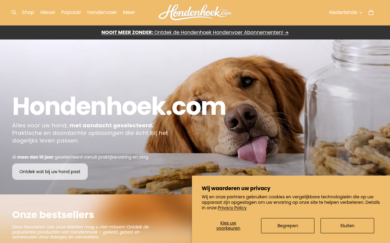 Screenshot van hondenhoek.com
