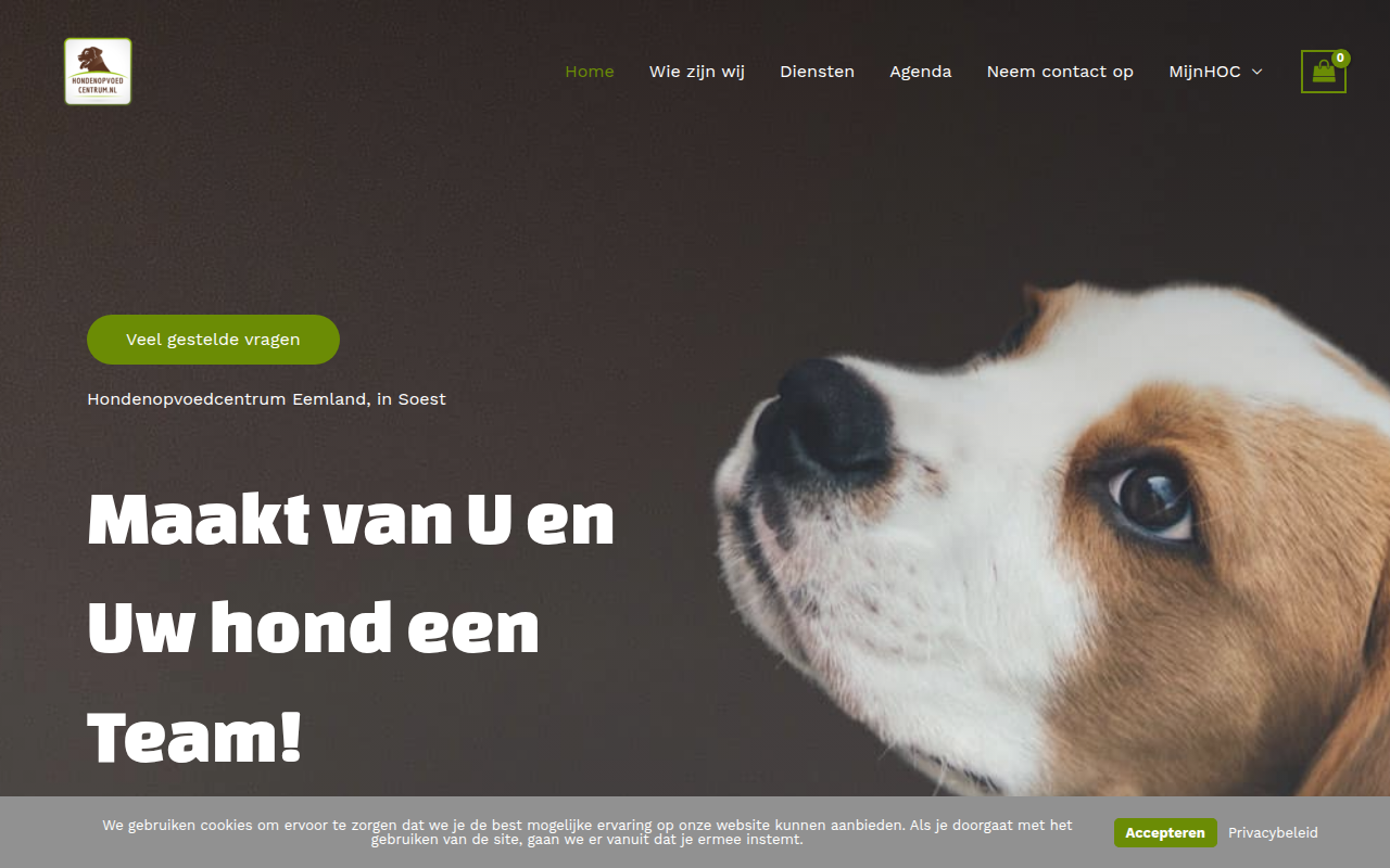Screenshot van hondenopvoedcentrum.nl
