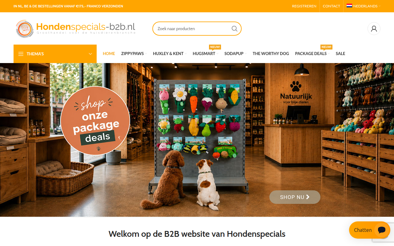 Screenshot van hondenspecials-b2b.nl