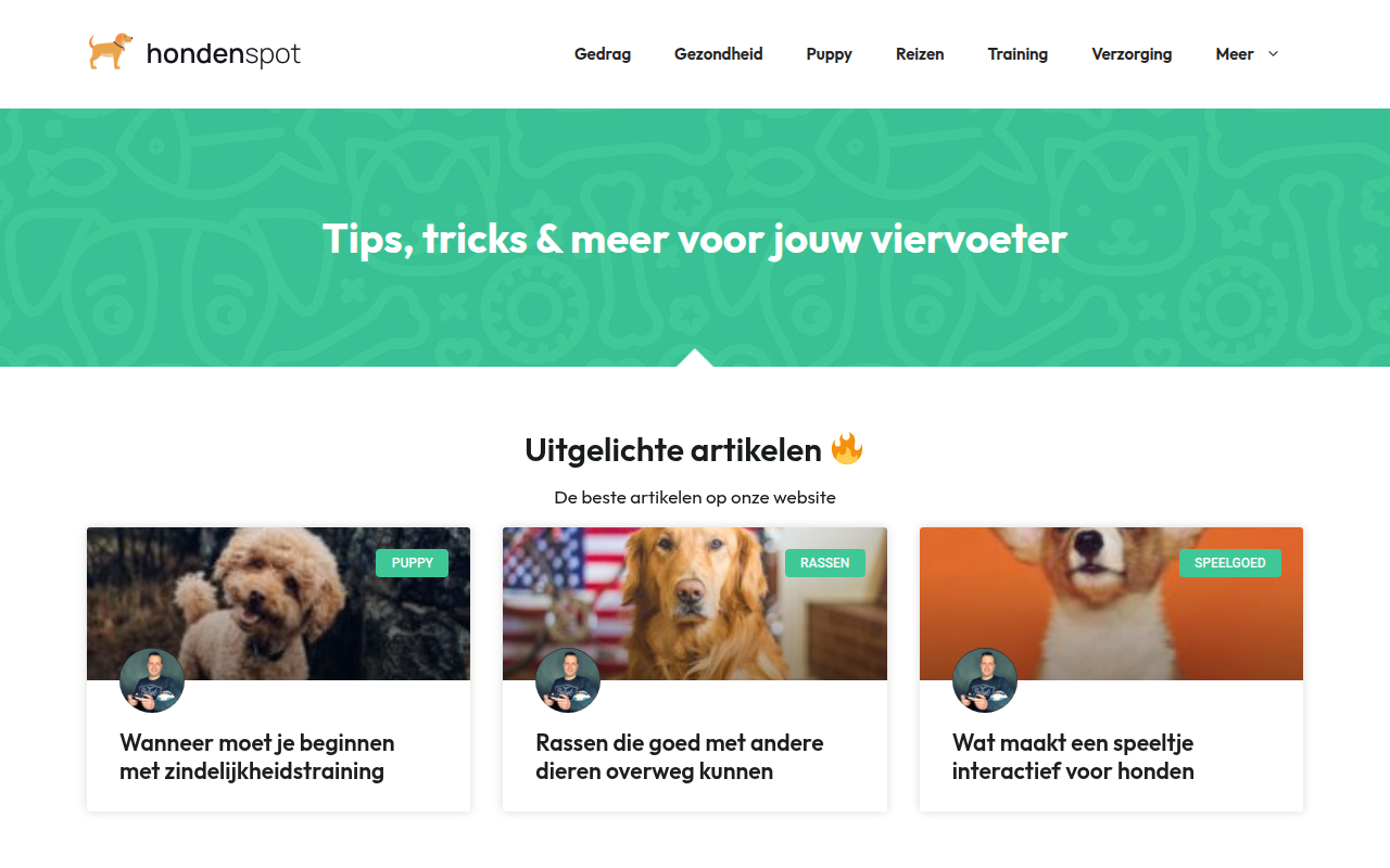 Screenshot van hondenspot.nl