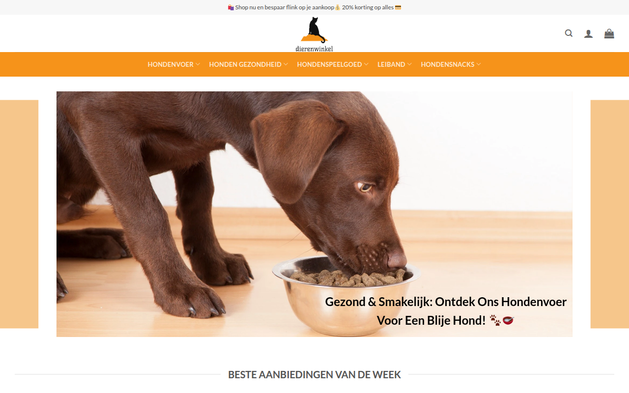 Screenshot van hondenvoertekoop.com