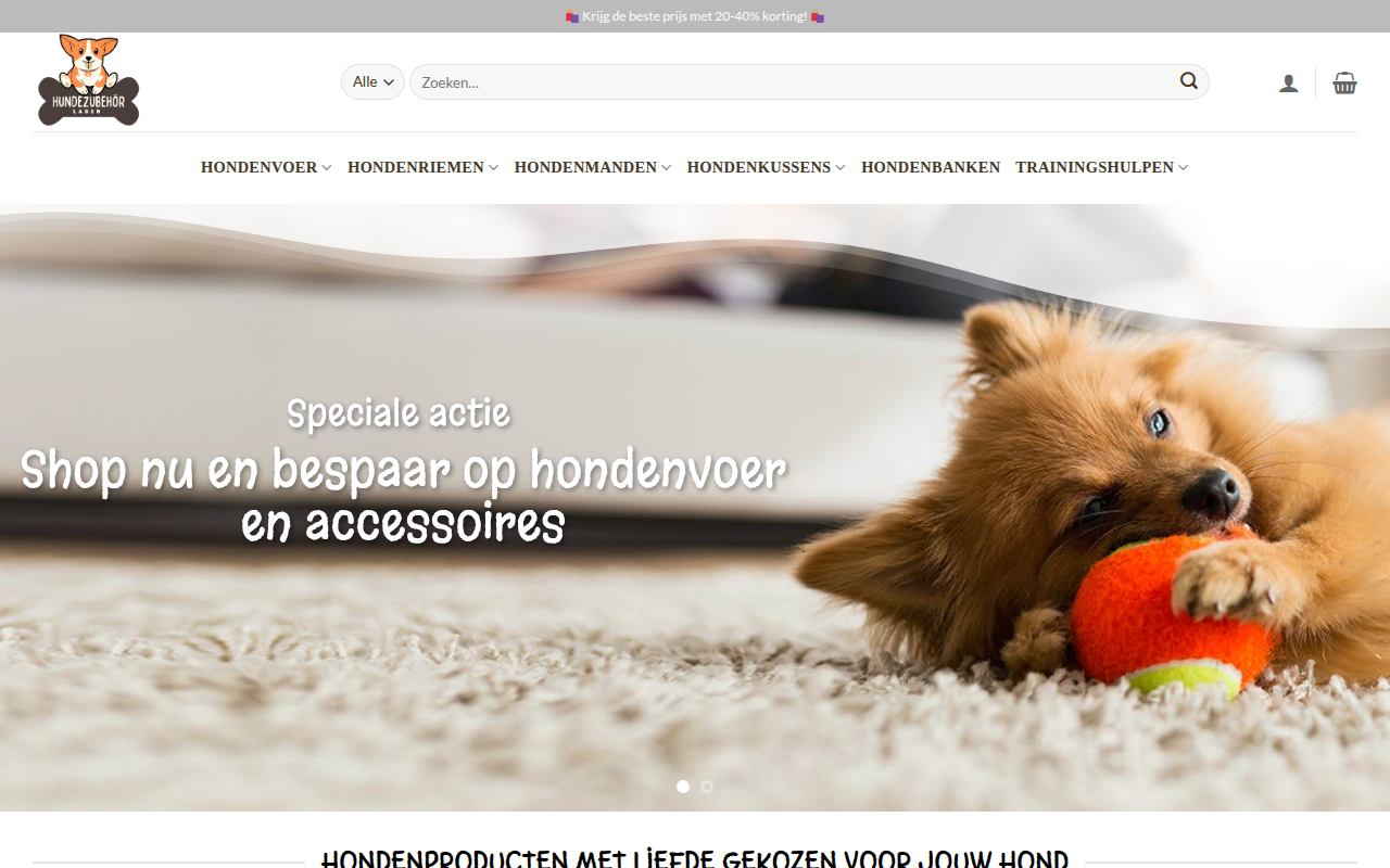 Screenshot van hondenvoerwinkel.com