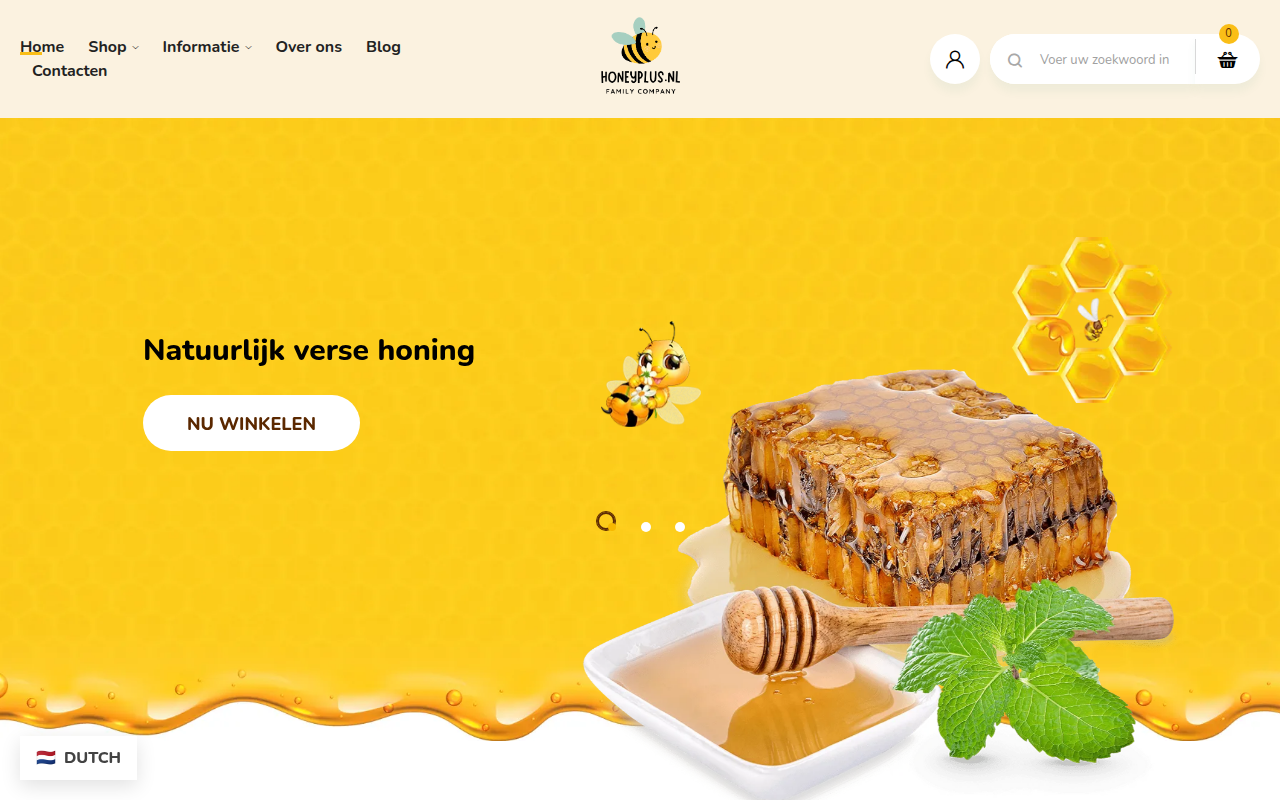 Screenshot van honeyplus.nl