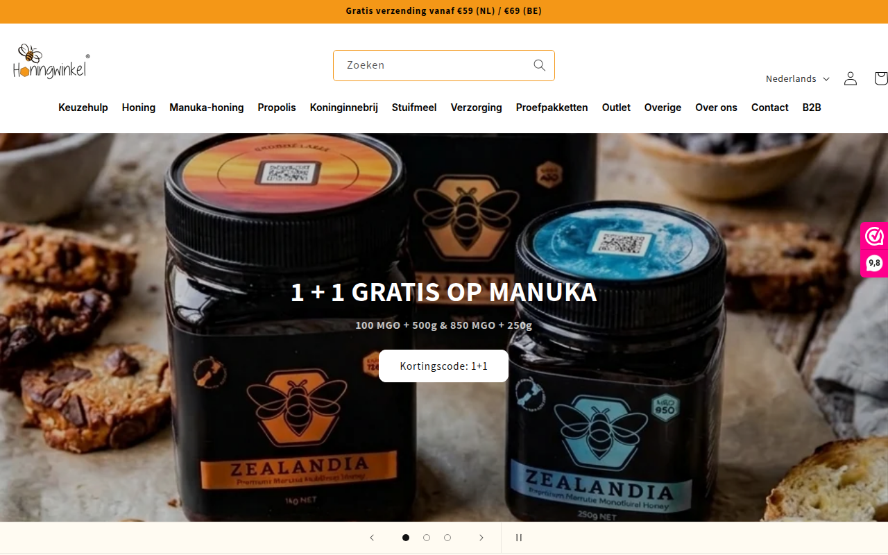 Screenshot van honingwinkel.nl