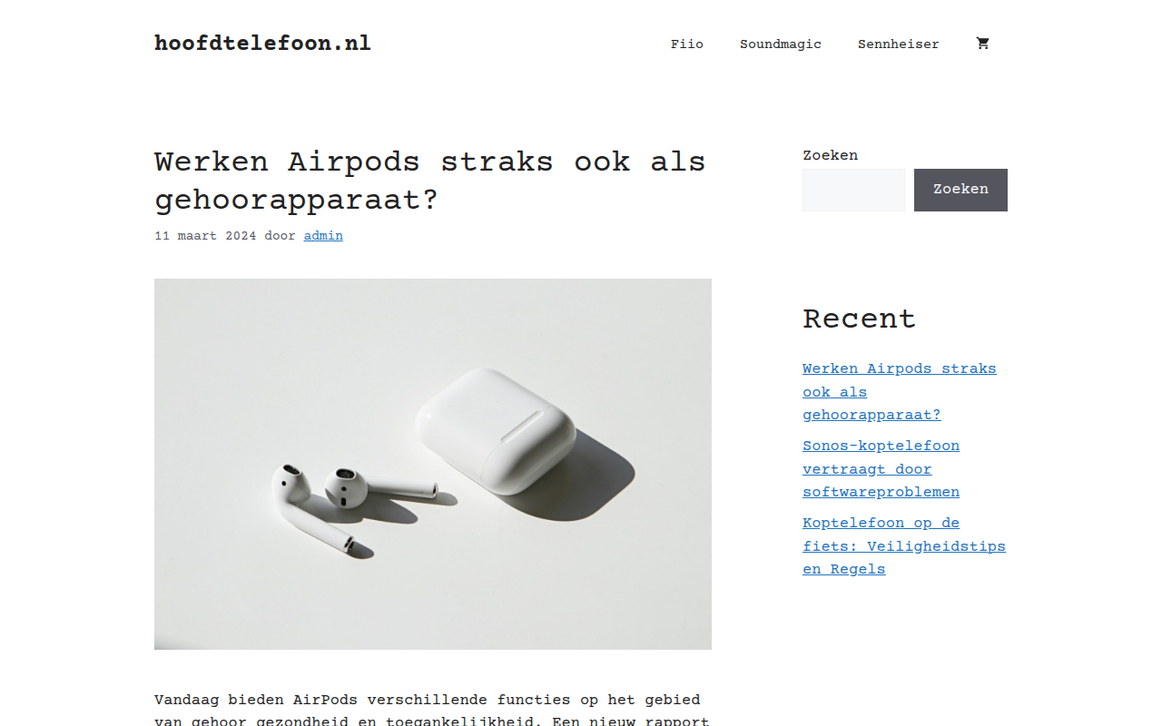 Screenshot van hoofdtelefoon.nl