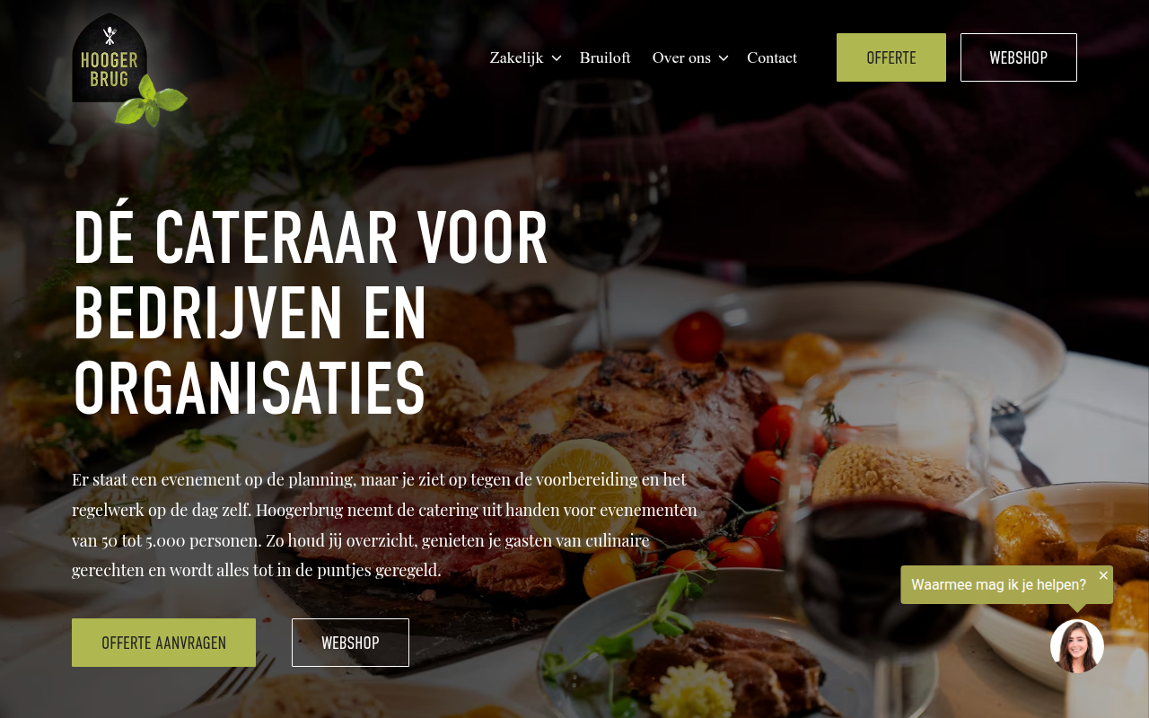 Screenshot van hoogerbrugcuisine.nl
