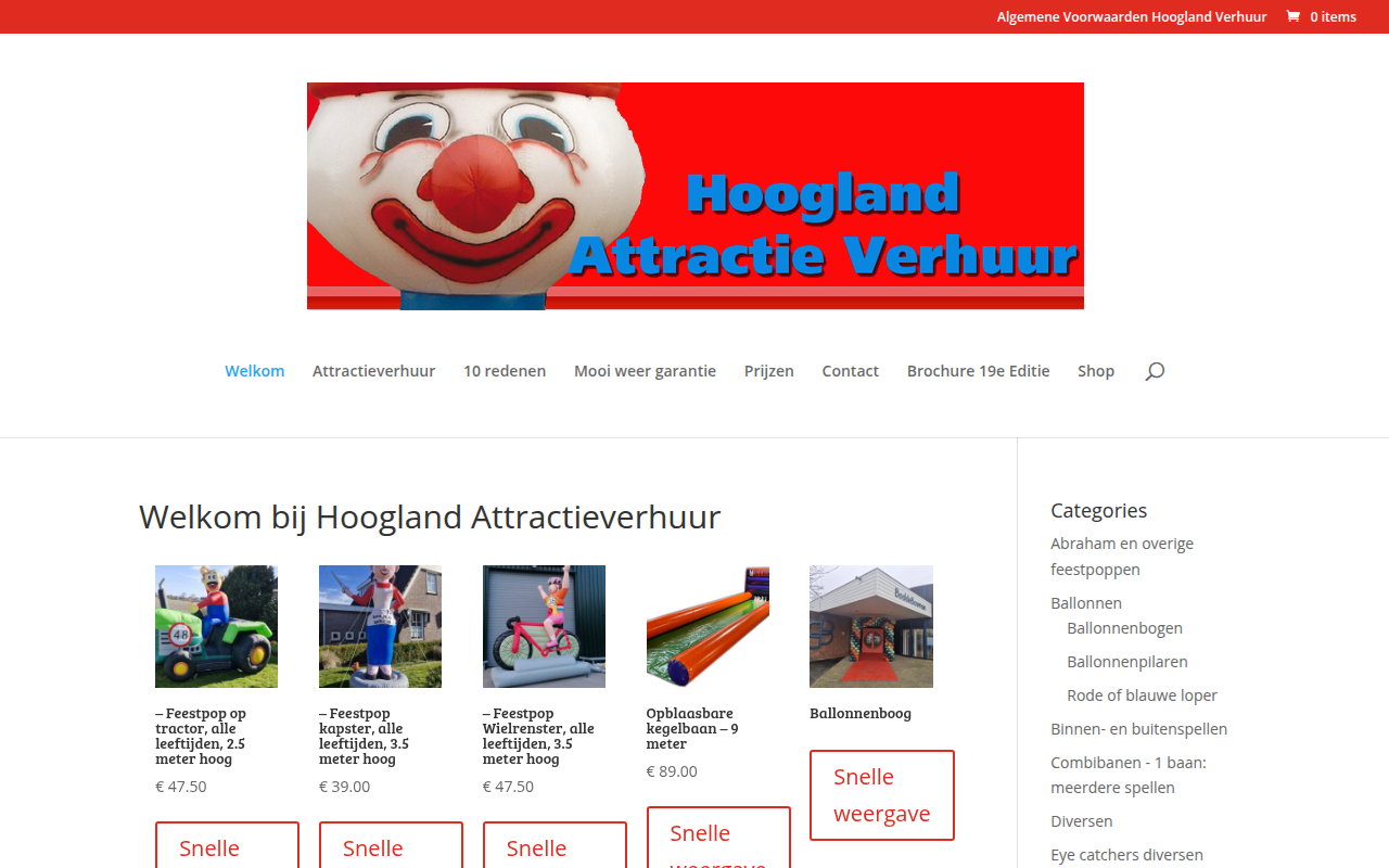 Screenshot van hooglandverhuur.nl