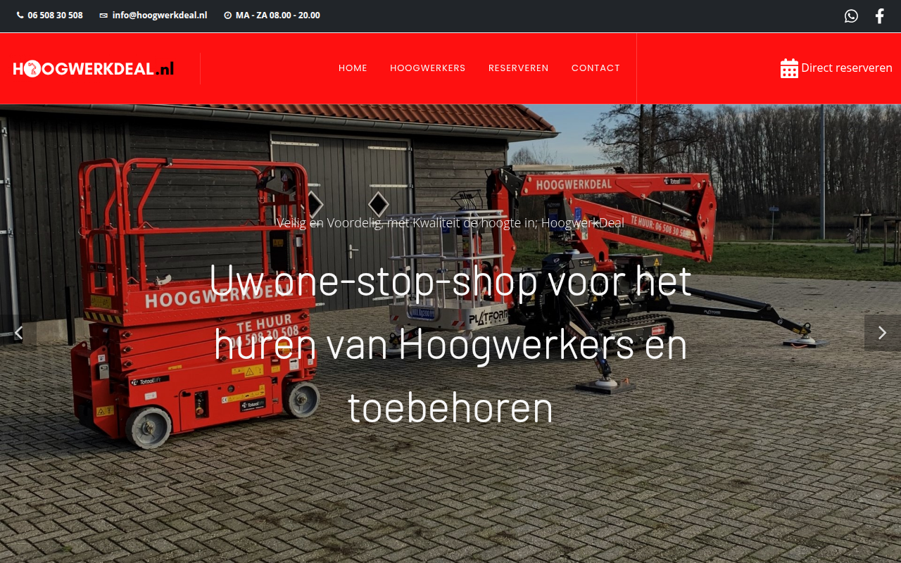 Screenshot van hoogwerkdeal.nl