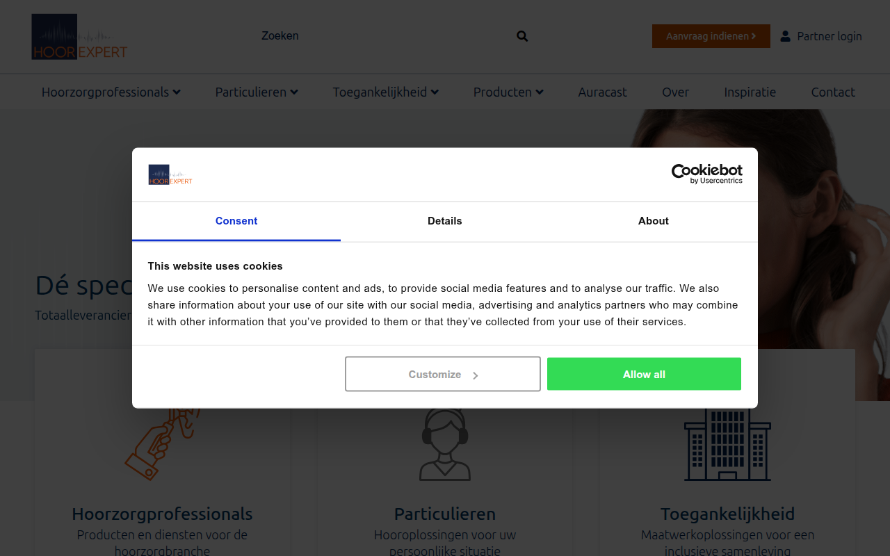 Screenshot van hoorexpert.nl