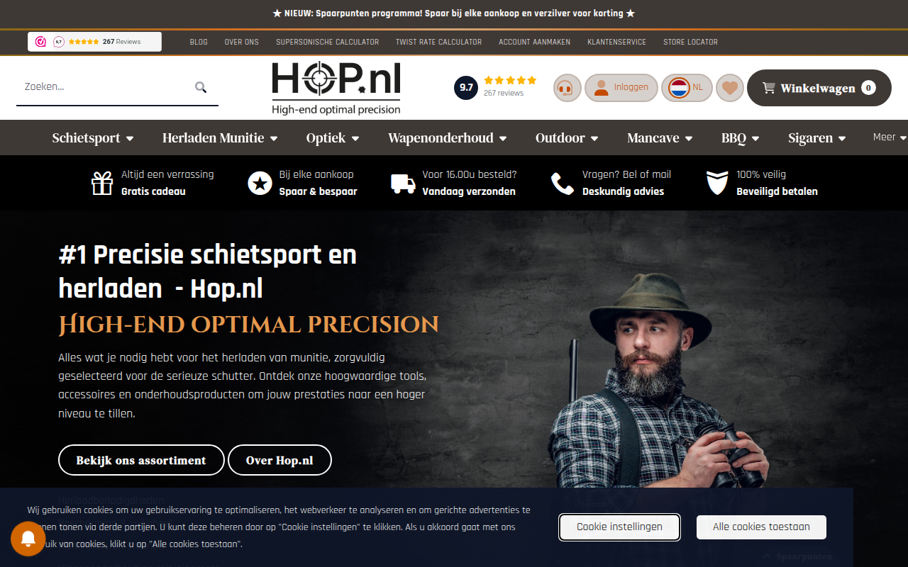 Screenshot van hop.nl