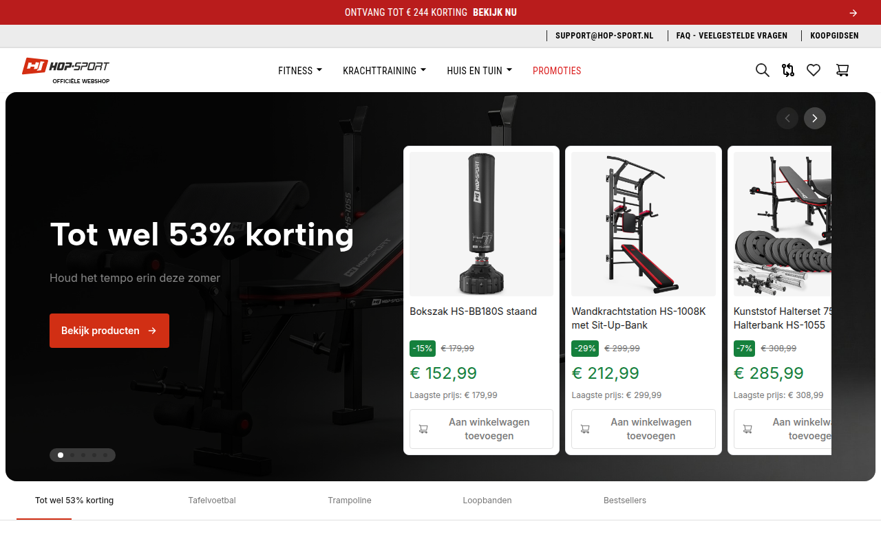 Screenshot van hop-sport.nl