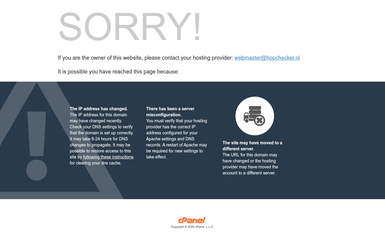 Screenshot van hopchecker.nl
