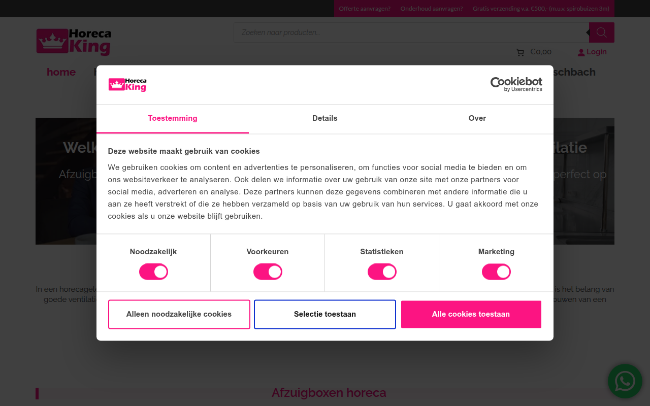 Screenshot van horecaking.nl