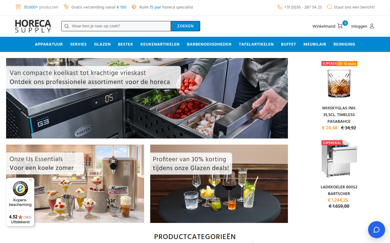 Screenshot van horecasupply.nl