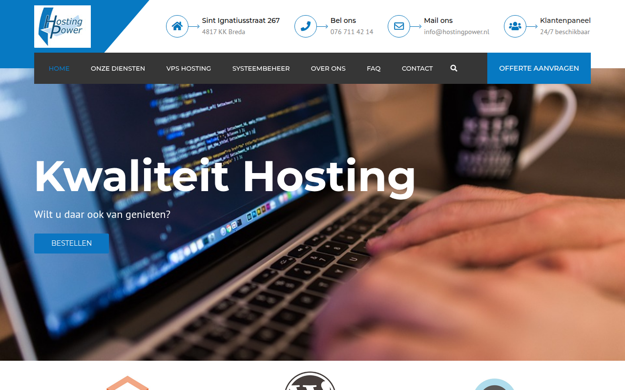 Screenshot van hostingpower.nl