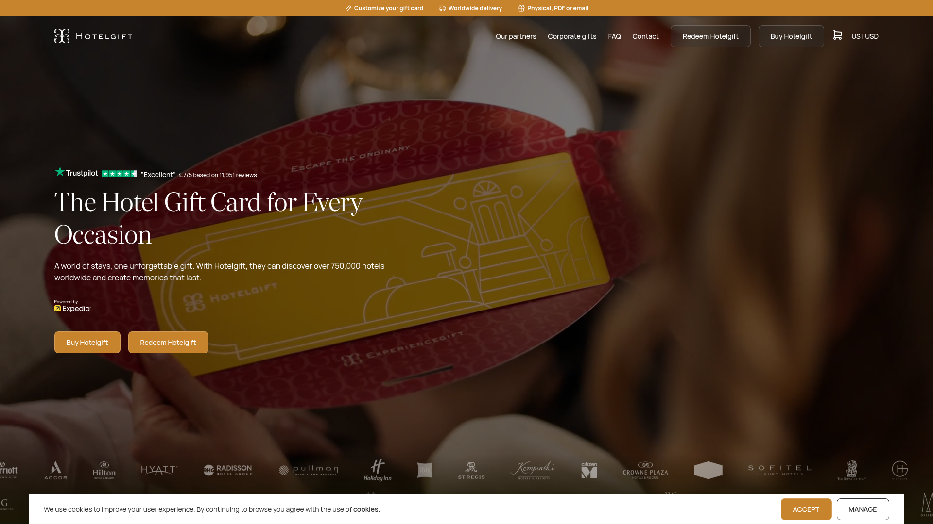 Screenshot van hotelgift.com