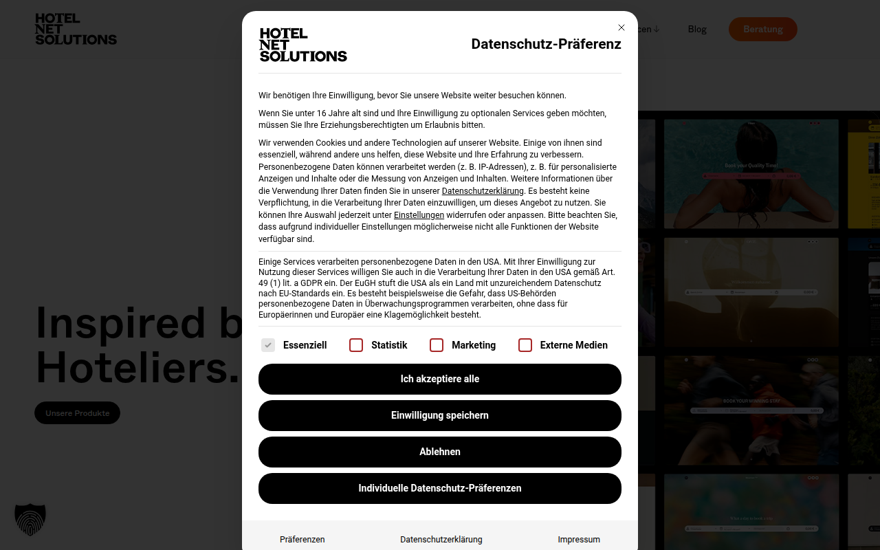 Screenshot van hotelnetsolutions.de