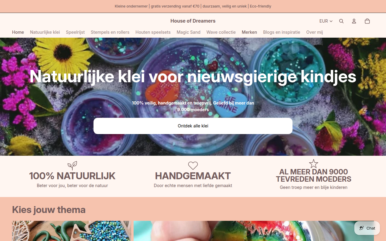 Screenshot van houseofdreamers.nl